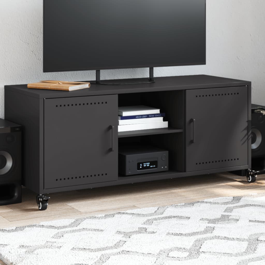 Mobile TV Nero 100,5x39x43,5 cm in Acciaio
