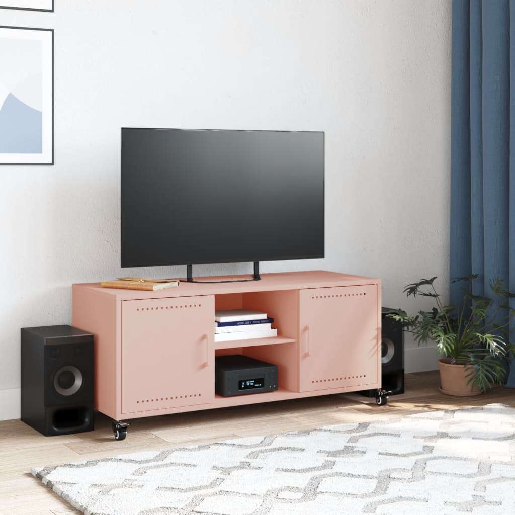Mobile TV Rosa 100,5x39x43,5 cm in Acciaio Laminato a Freddo
