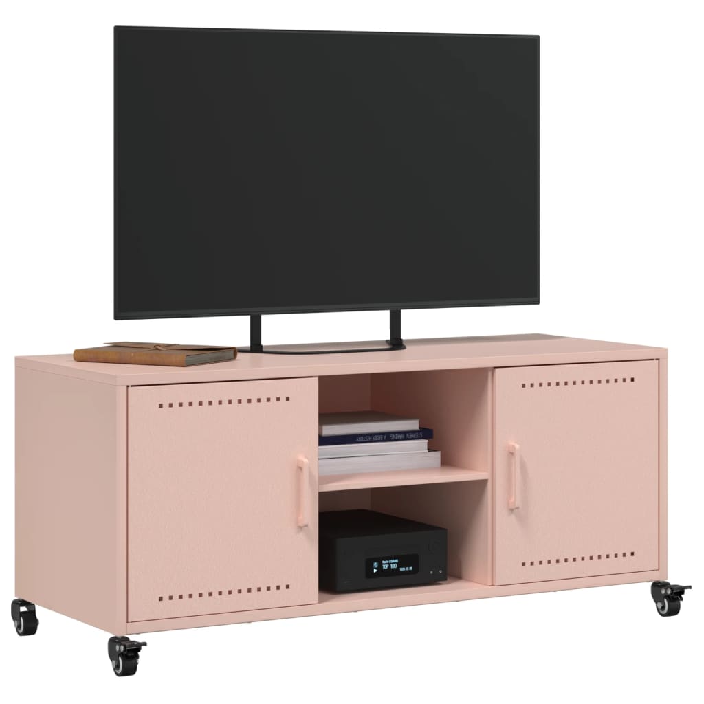 Mobile TV Rosa 100,5x39x43,5 cm in Acciaio Laminato a Freddo