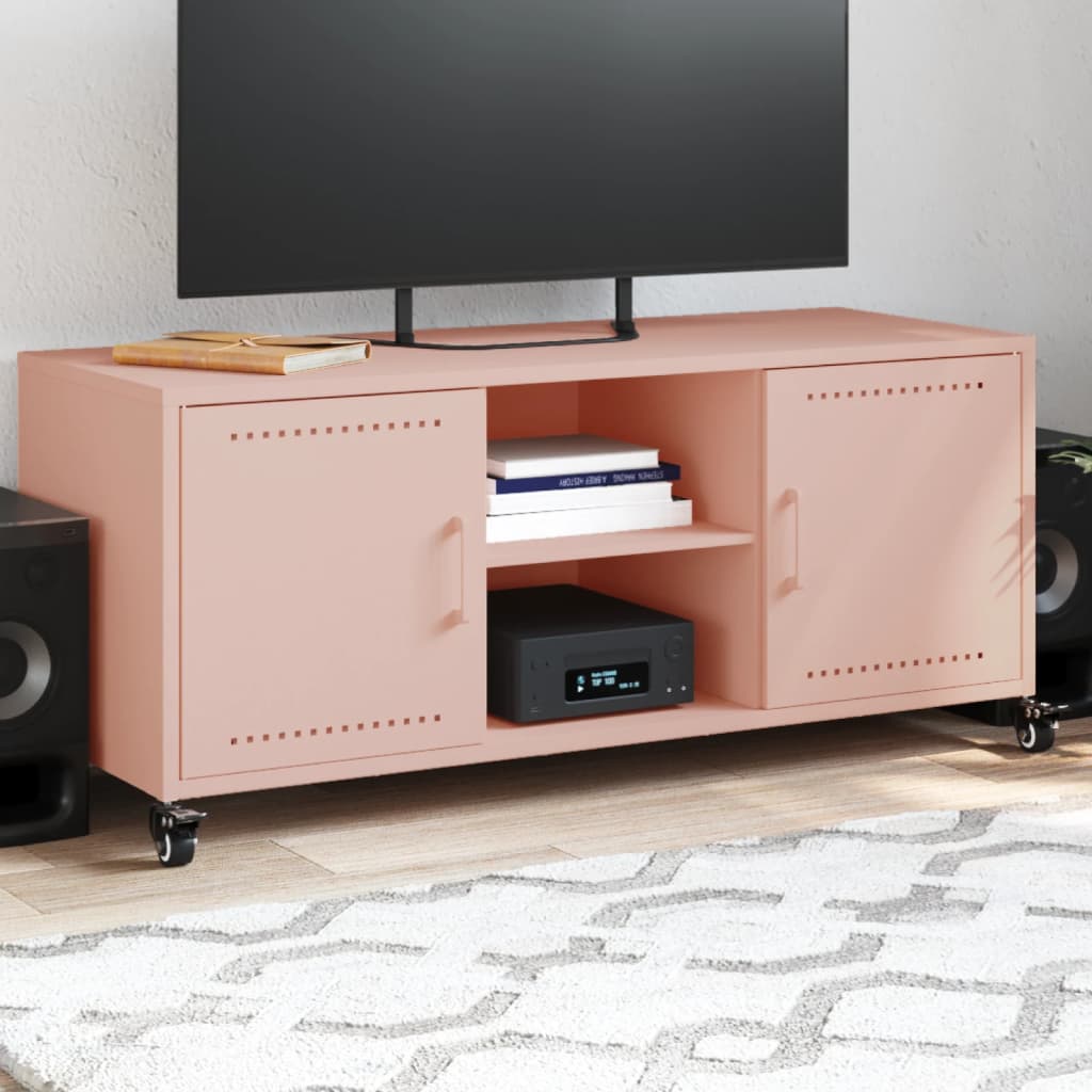 Mobile TV Rosa 100,5x39x43,5 cm in Acciaio Laminato a Freddo