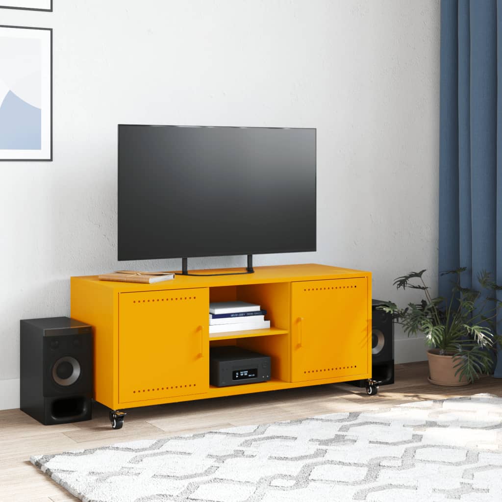 Mobile TV Giallo Senape 100,5x39x43,5 cm in Acciaio