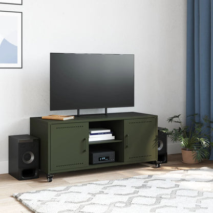 Mobile TV Verde Oliva 100,5x39x43,5 cm in Acciaio