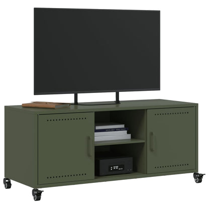Mobile TV Verde Oliva 100,5x39x43,5 cm in Acciaio