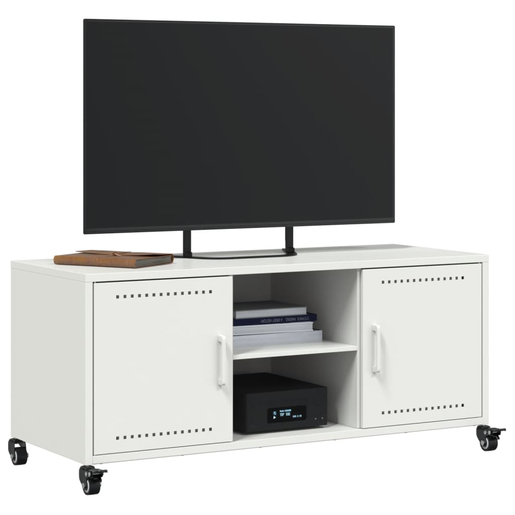 Mobile TV Bianco 100,5x39x43,5 cm in Acciaio