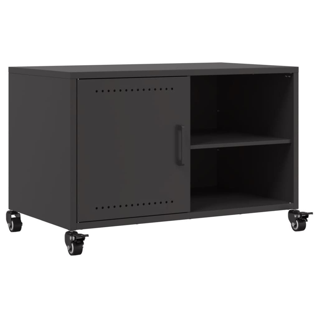 Mobile TV Nero 68x39x43,5cm in Acciaio Laminato a Freddo