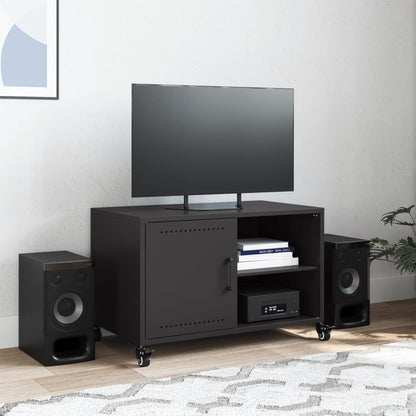 Mobile TV Nero 68x39x43,5cm in Acciaio Laminato a Freddo