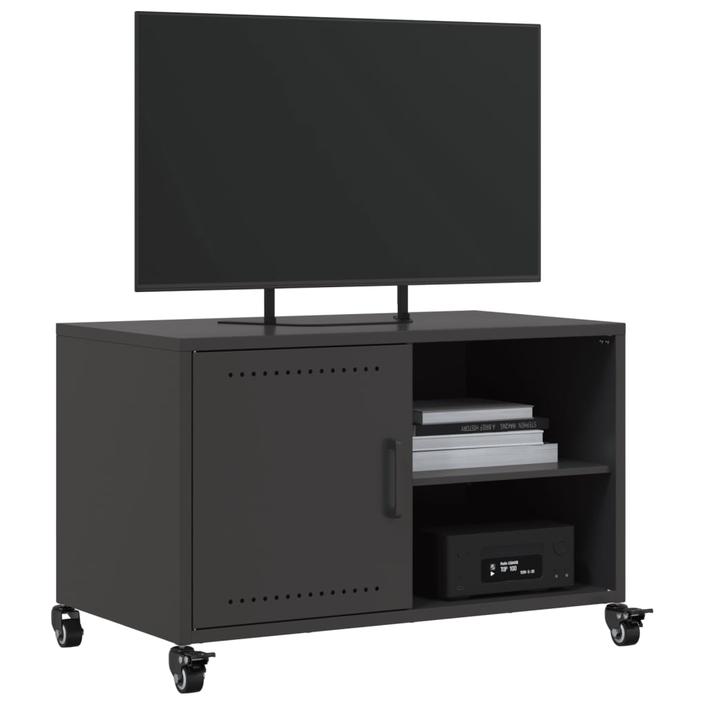 Mobile TV Nero 68x39x43,5cm in Acciaio Laminato a Freddo