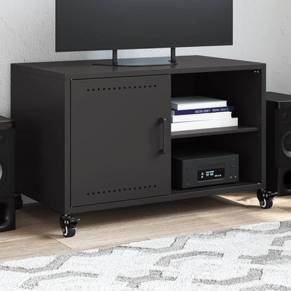 Mobile TV Nero 68x39x43,5cm in Acciaio Laminato a Freddo