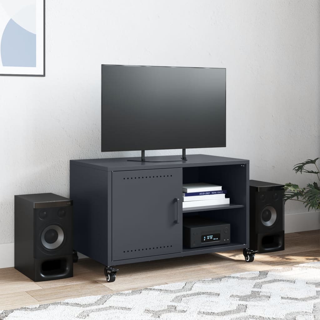Mobile TV Antracite 68x39x43,5 cm in Acciaio Laminato a Freddo