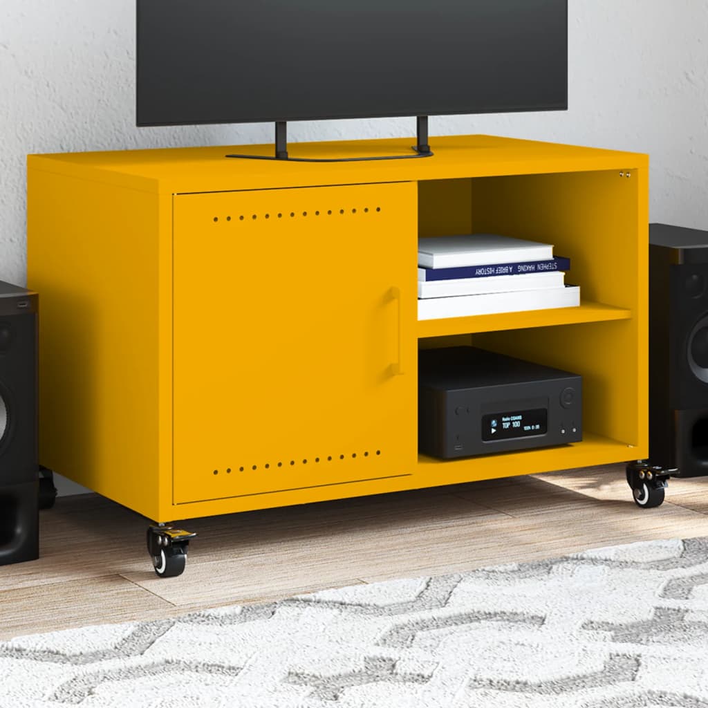 Mobile TV Giallo Senape 68x39x43,5 cm in Acciaio