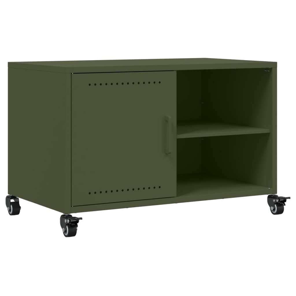 Mobile TV Verde Oliva 68x39x43,5cm in Acciaio Laminato a Freddo