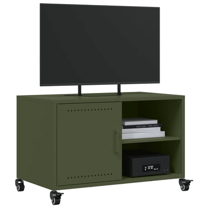 Mobile TV Verde Oliva 68x39x43,5cm in Acciaio Laminato a Freddo