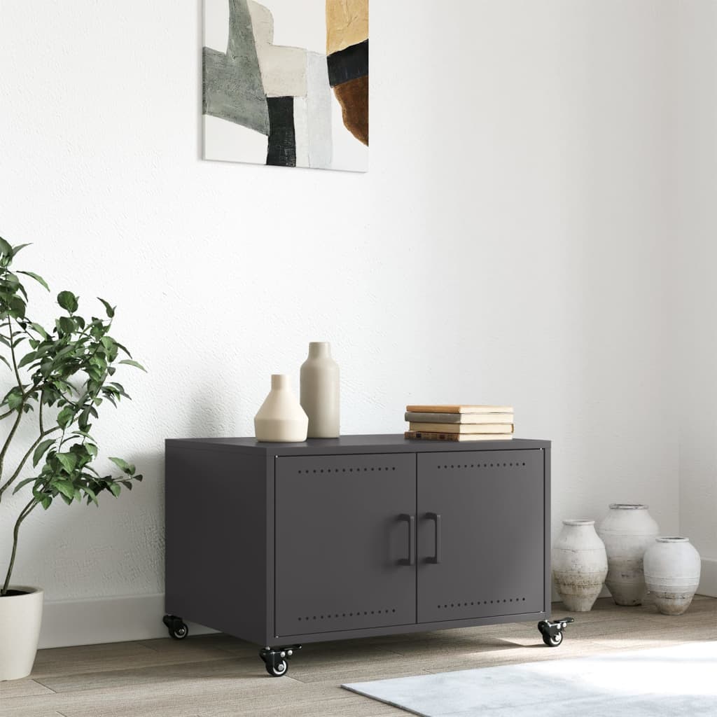 Tavolino da Salotto Nero 100,5x39x72 cm in Acciaio
