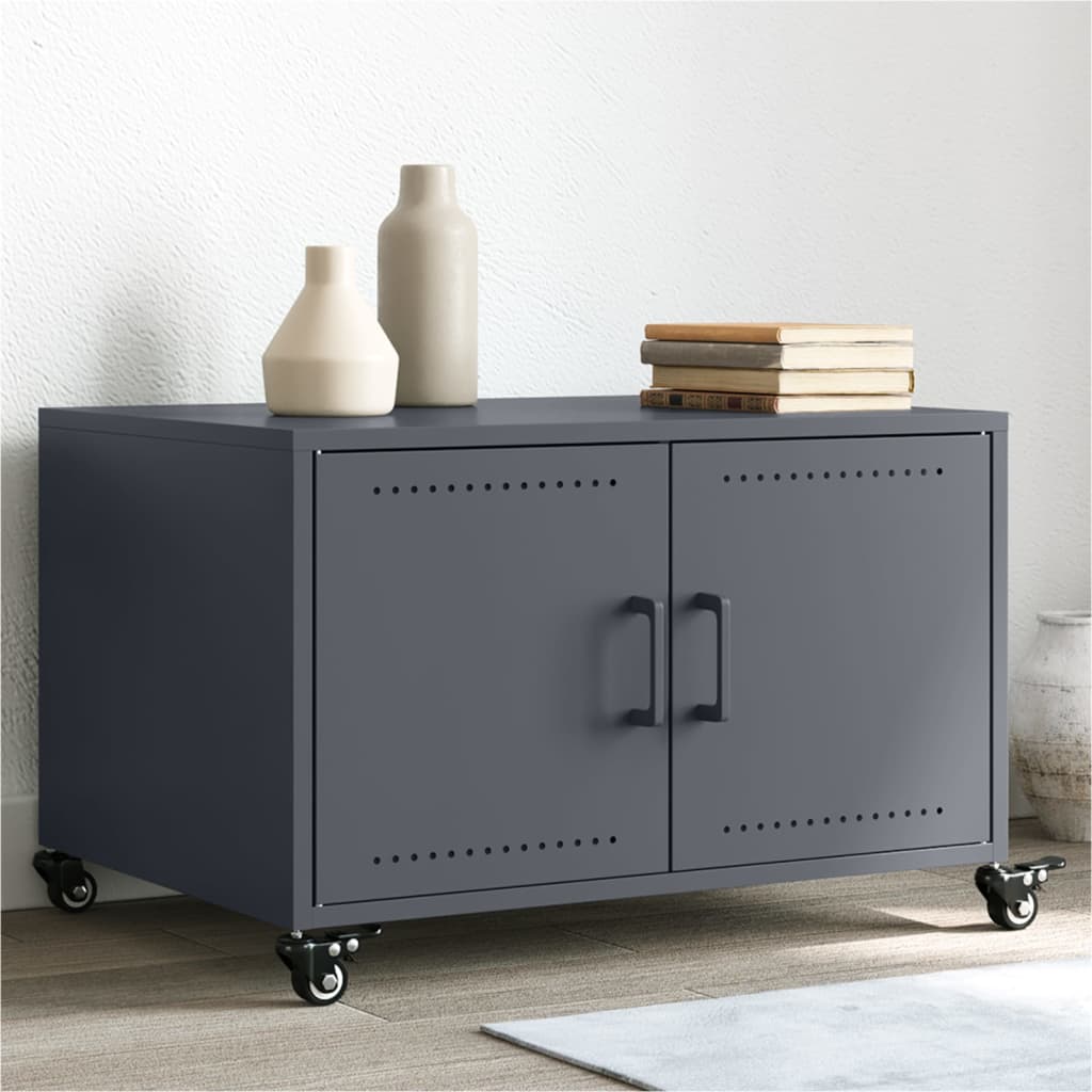 Tavolino Antracite 68x50x43,5 cm in Acciaio Laminato a Freddo