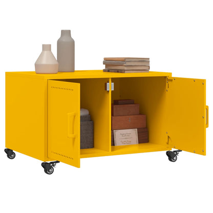 Tavolino Giallo Senape 68x50x43,5 cm Acciaio Laminato a Freddo