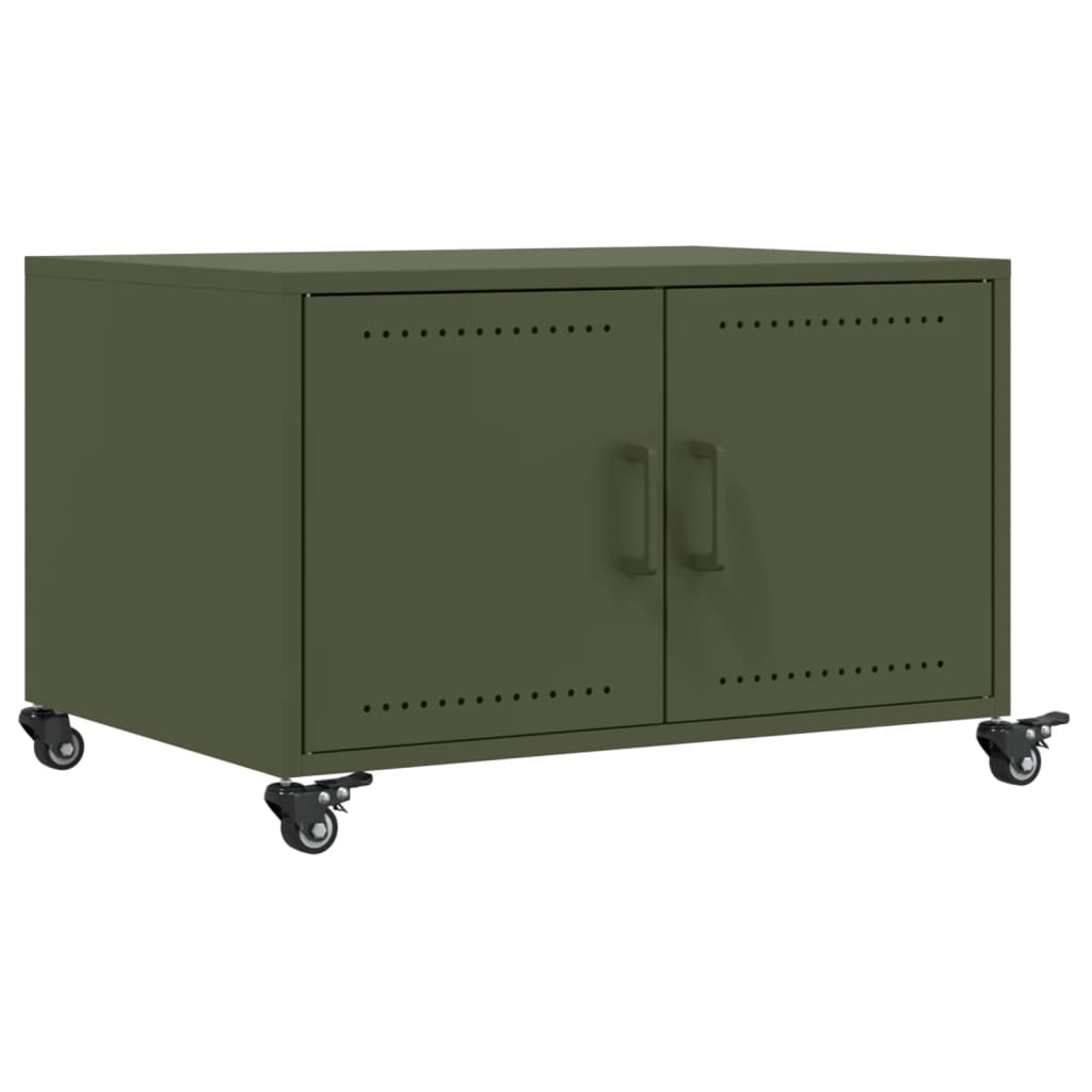 Tavolino Verde Oliva 68x50x43,5 cm in Acciaio Laminato a Freddo