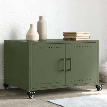 Tavolino Verde Oliva 68x50x43,5 cm in Acciaio Laminato a Freddo