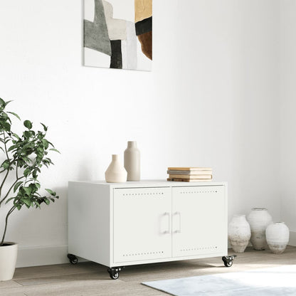 Tavolino Bianco 68x50x43,5 cm in Acciaio Laminato a Freddo
