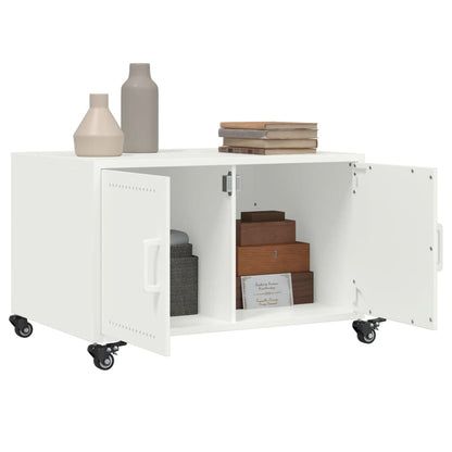 Tavolino Bianco 68x50x43,5 cm in Acciaio Laminato a Freddo