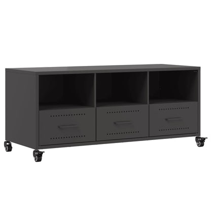 Mobile TV Nero 100,5x39x43,5 cm in Acciaio Laminato a Freddo