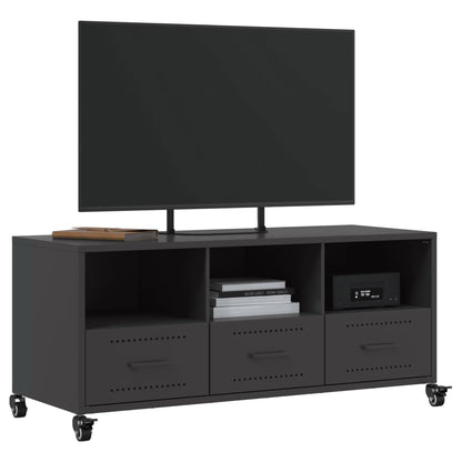 Mobile TV Nero 100,5x39x43,5 cm in Acciaio Laminato a Freddo