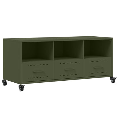 Mobile TV Verde Oliva 100,5x39x43,5 cm in Acciaio