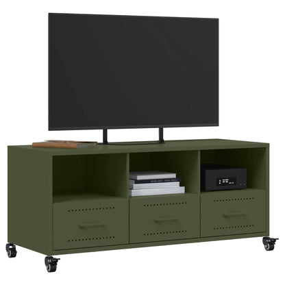 Mobile TV Verde Oliva 100,5x39x43,5 cm in Acciaio