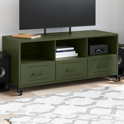 Mobile TV Verde Oliva 100,5x39x43,5 cm in Acciaio