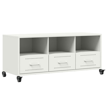 Mobile TV Bianco 100,5x39x43,5 cm in Acciaio Laminato a Freddo