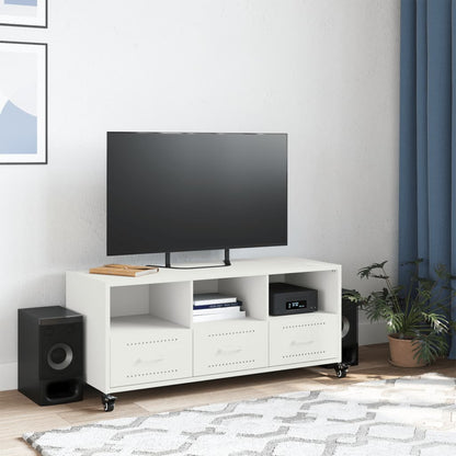 Mobile TV Bianco 100,5x39x43,5 cm in Acciaio Laminato a Freddo