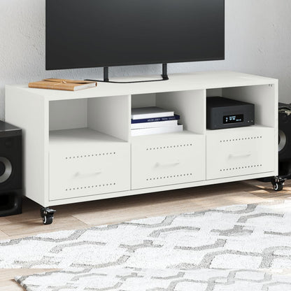 Mobile TV Bianco 100,5x39x43,5 cm in Acciaio Laminato a Freddo
