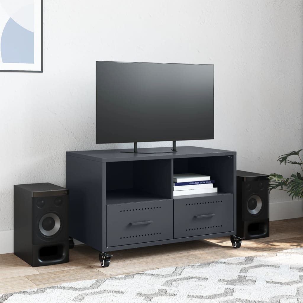 Mobile TV Antracite 68x39x43,5 cm in Acciaio Laminato a Freddo