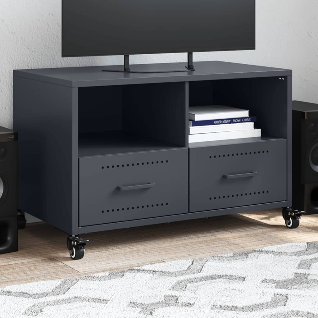 Mobile TV Antracite 68x39x43,5 cm in Acciaio Laminato a Freddo
