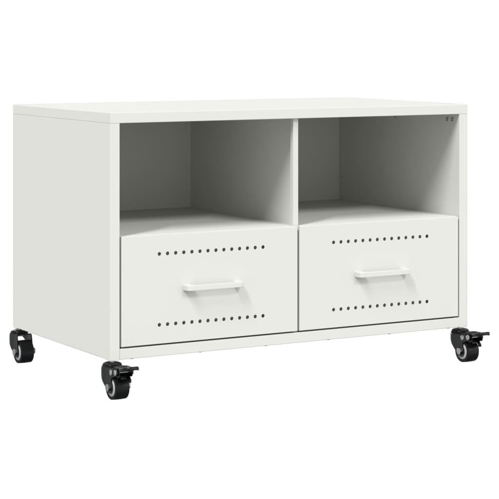 Mobile TV Bianco 68x39x43,5 cm in Acciaio Laminato a Freddo