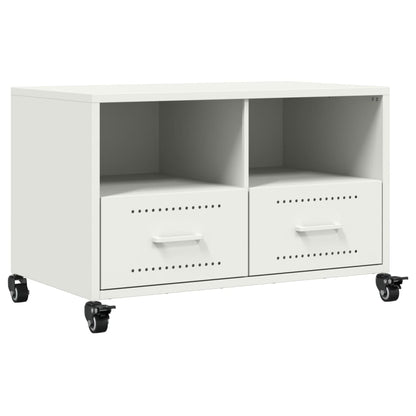 Mobile TV Bianco 68x39x43,5 cm in Acciaio Laminato a Freddo