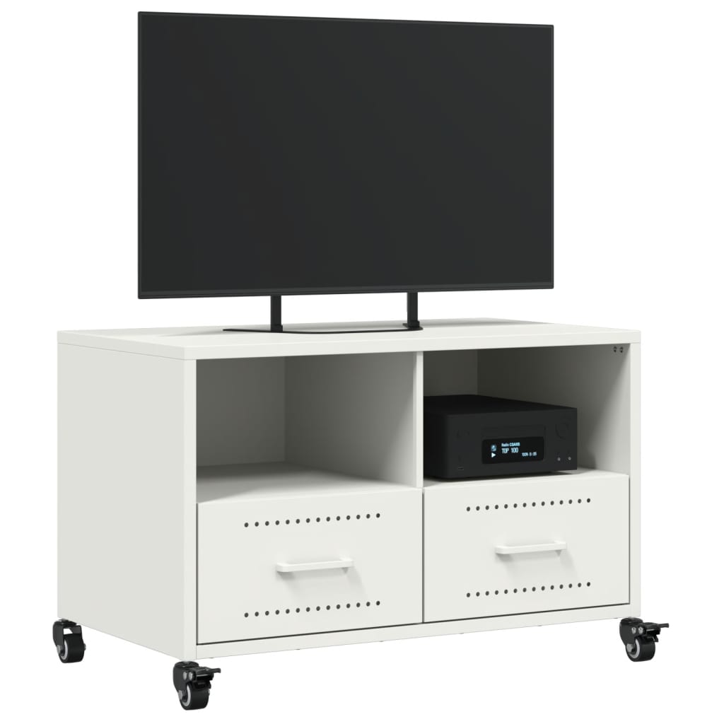 Mobile TV Bianco 68x39x43,5 cm in Acciaio Laminato a Freddo