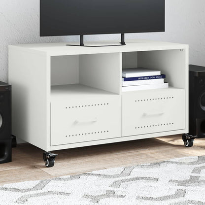 Mobile TV Bianco 68x39x43,5 cm in Acciaio Laminato a Freddo