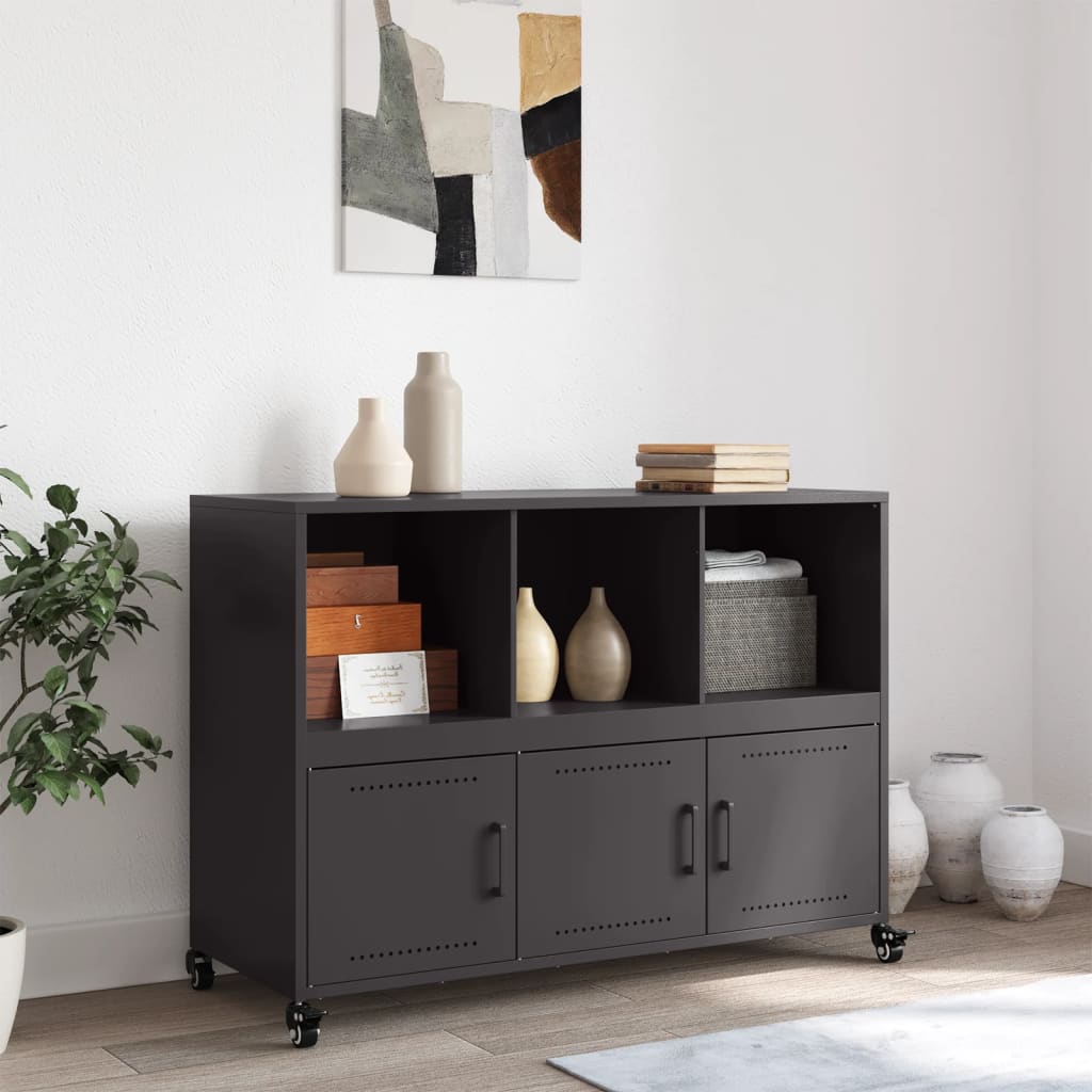 Credenza Nera 100,5x39x72 cm in Acciaio
