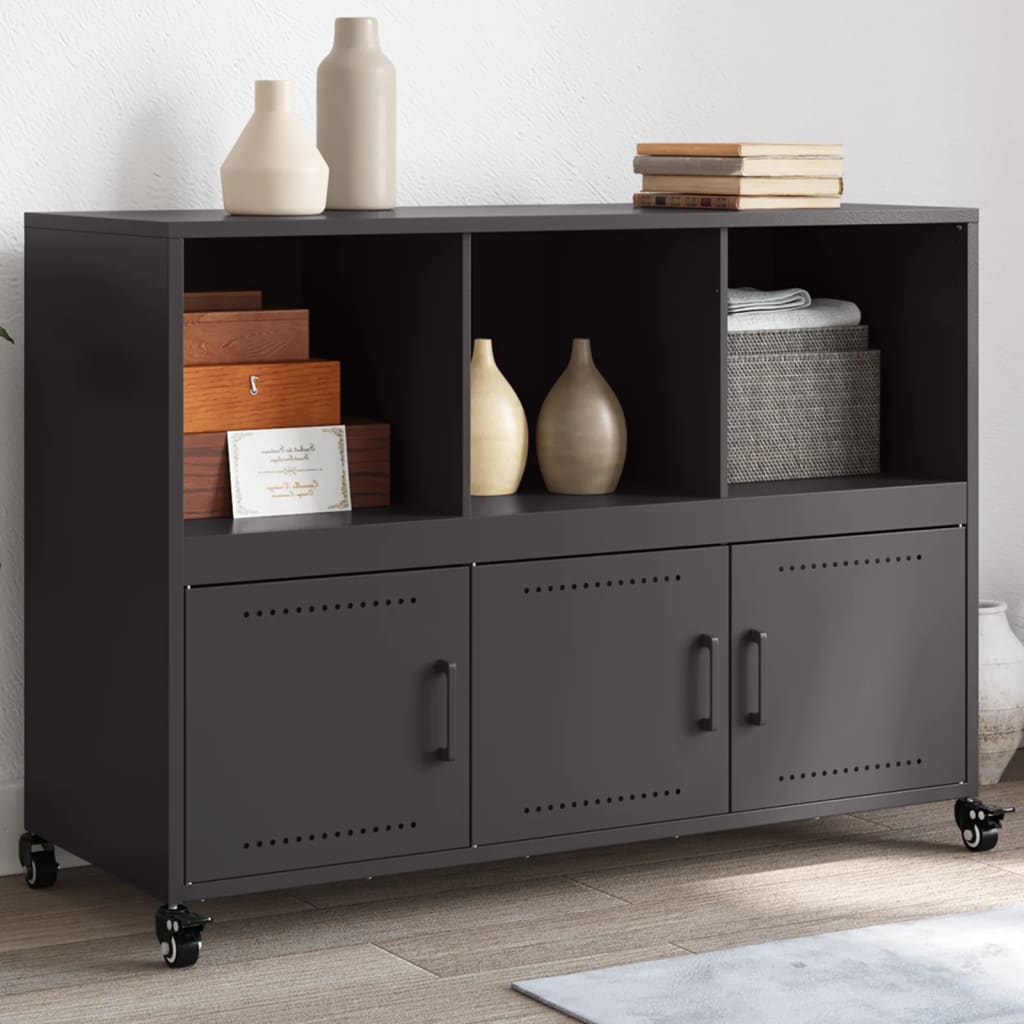 Credenza Nera 100,5x39x72 cm in Acciaio