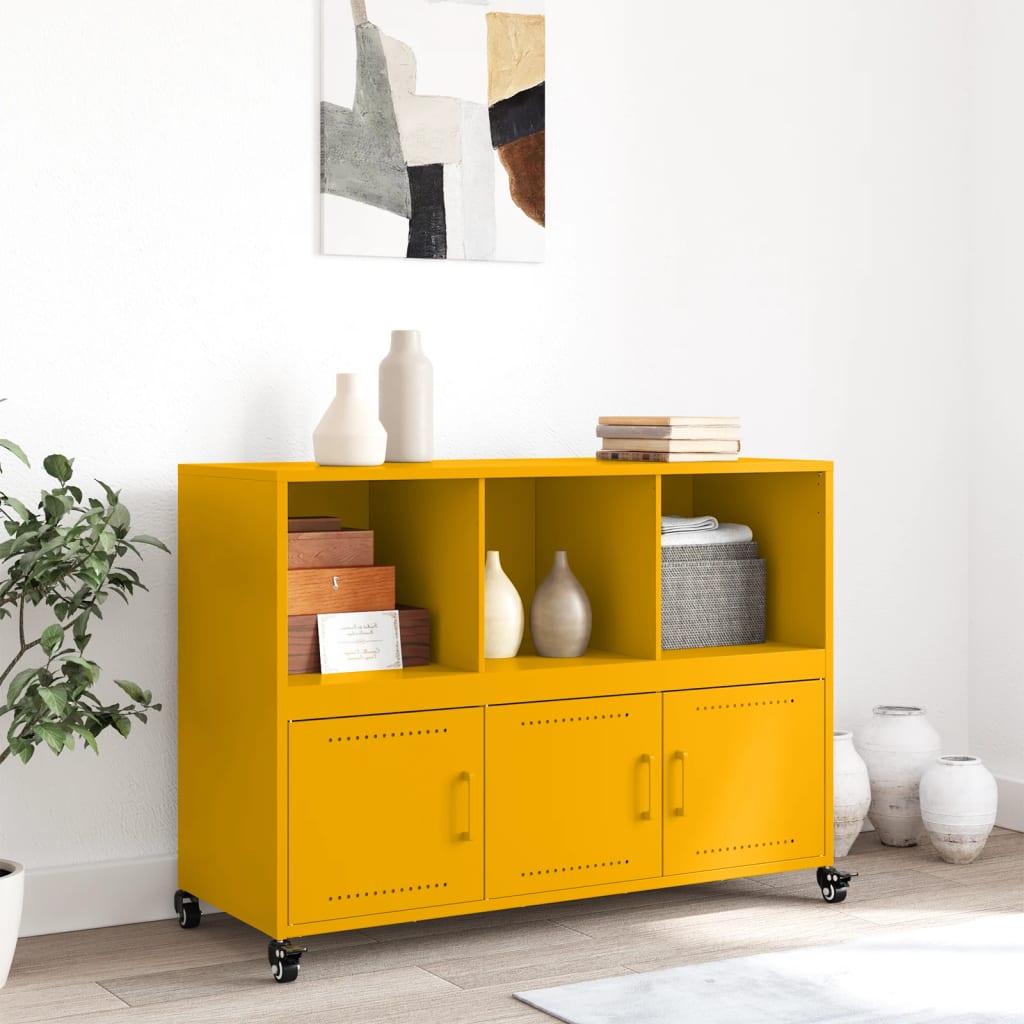 Credenza Giallo Senape 100,5x39x72 cm in Acciaio