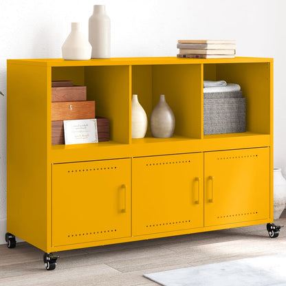 Credenza Giallo Senape 100,5x39x72 cm in Acciaio