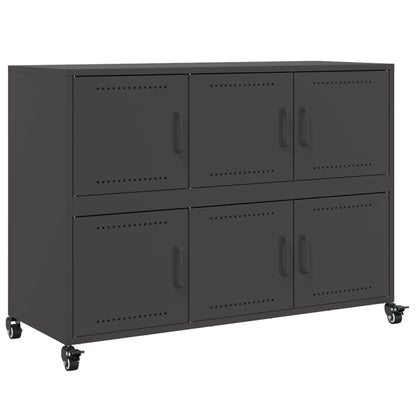 Credenza Nera 100,5x39x72 cm in Acciaio Laminato a Freddo