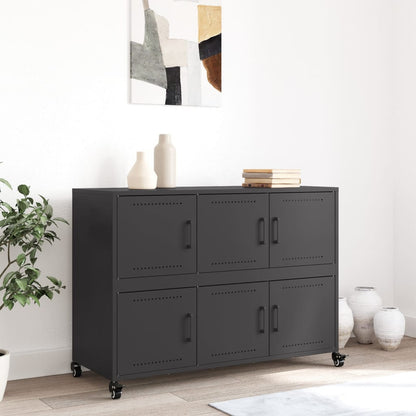 Credenza Nera 100,5x39x72 cm in Acciaio Laminato a Freddo
