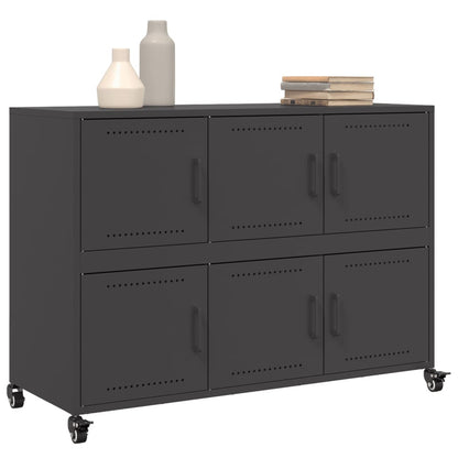Credenza Nera 100,5x39x72 cm in Acciaio Laminato a Freddo