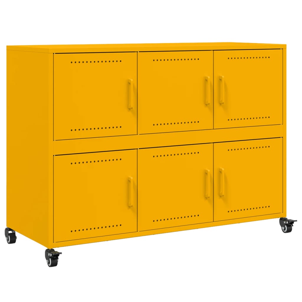 Credenza Giallo Senape 100,5x39x72 cm Acciaio Laminato a Freddo