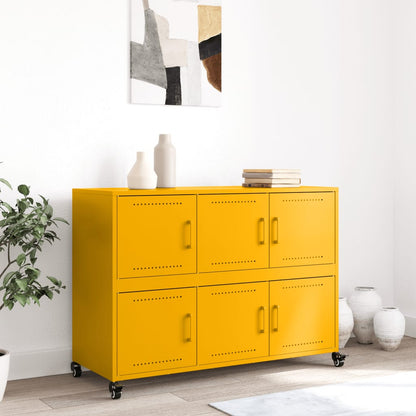 Credenza Giallo Senape 100,5x39x72 cm Acciaio Laminato a Freddo
