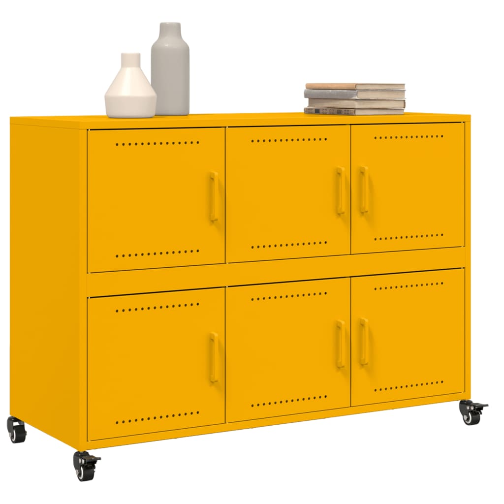 Credenza Giallo Senape 100,5x39x72 cm Acciaio Laminato a Freddo