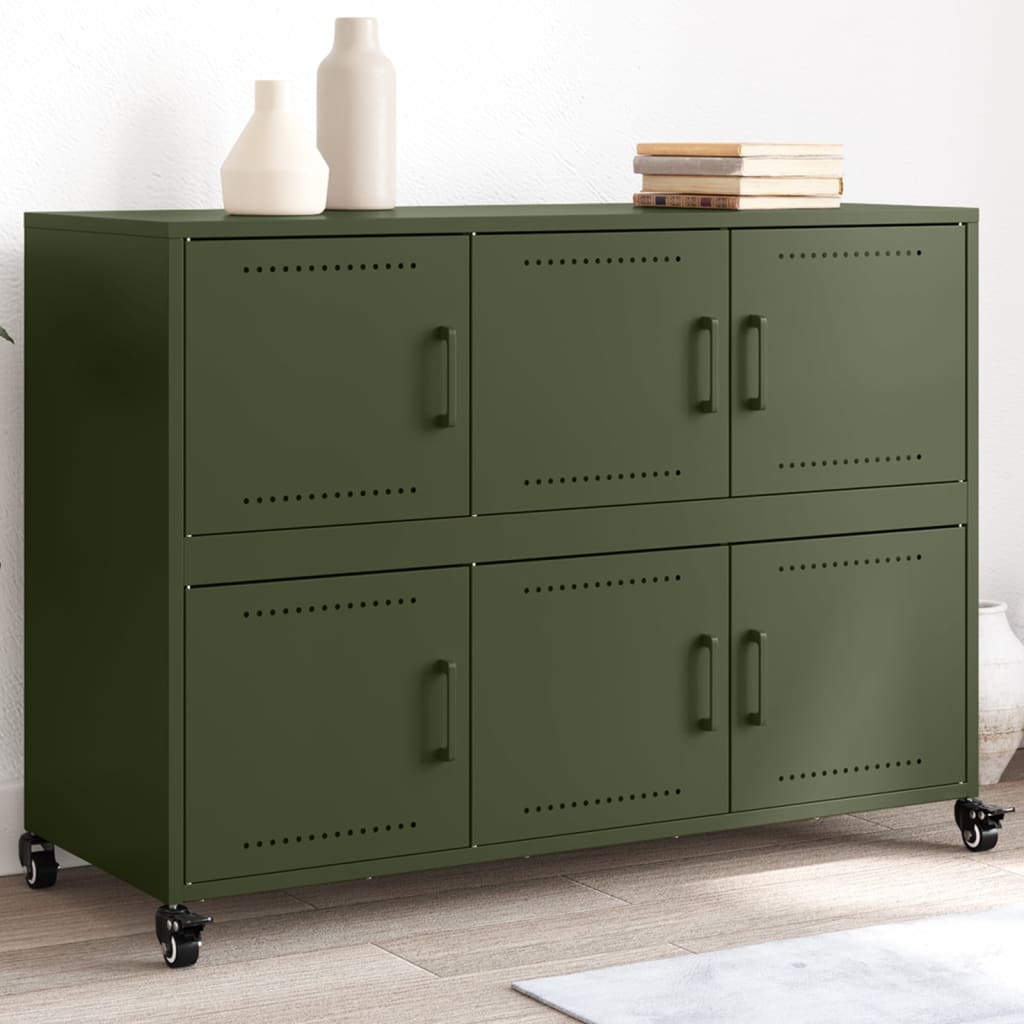 Credenza Verde Oliva 100,5x39x72 cm in Acciaio