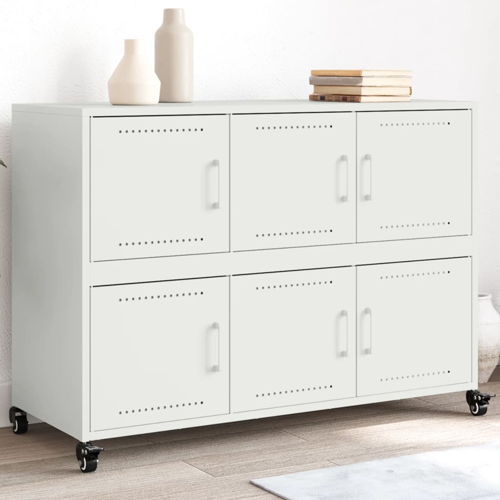 Credenza Bianca 100,5x39x72 cm in Acciaio
