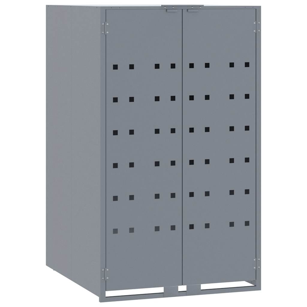 Copribidone con Ruote Bidone Singolo Grigio 69x79x117cm Acciaio